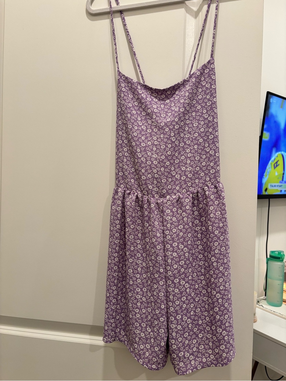Purple Floral Spaghetti‑Strap Romper